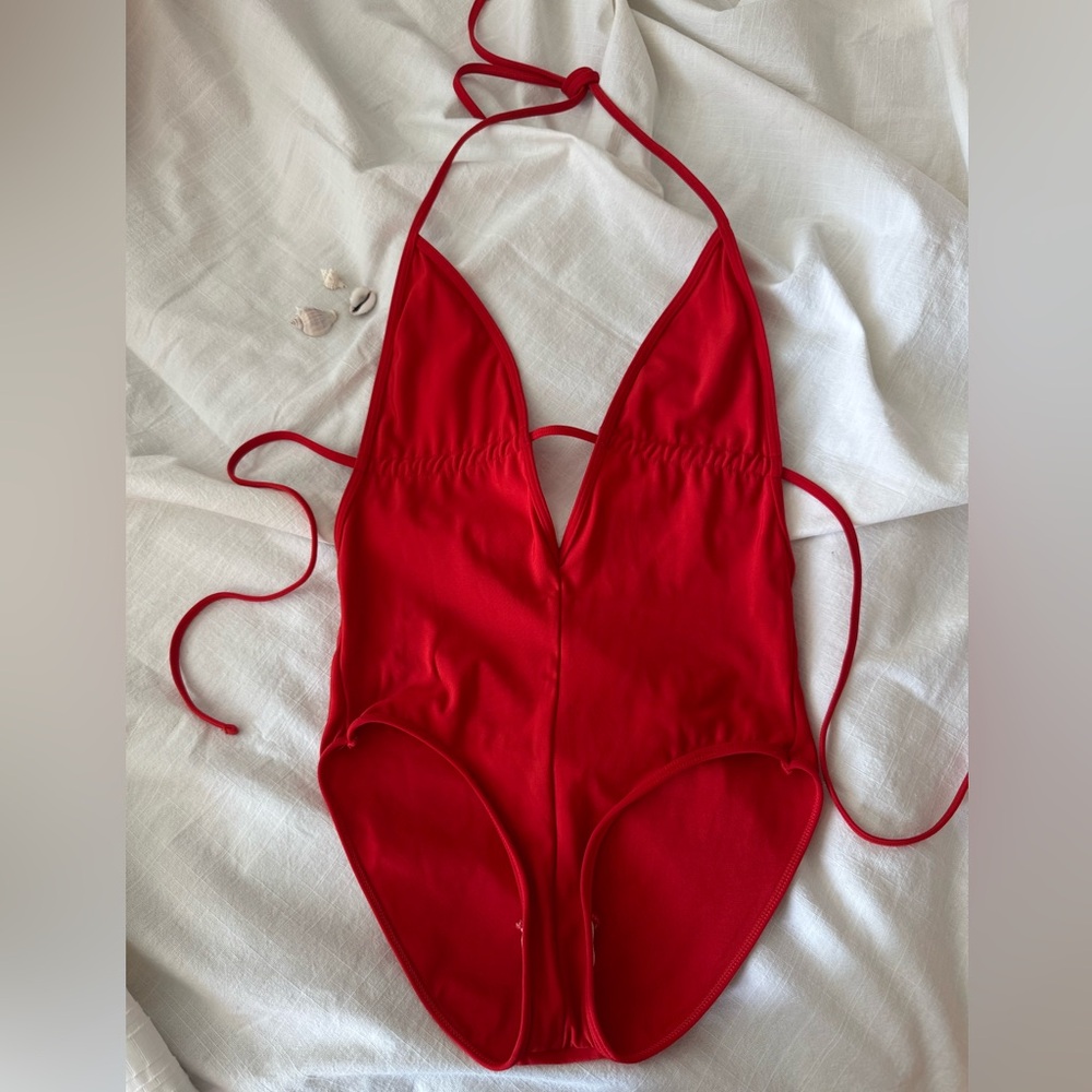 American Apparel Red One Piece Swimsuit